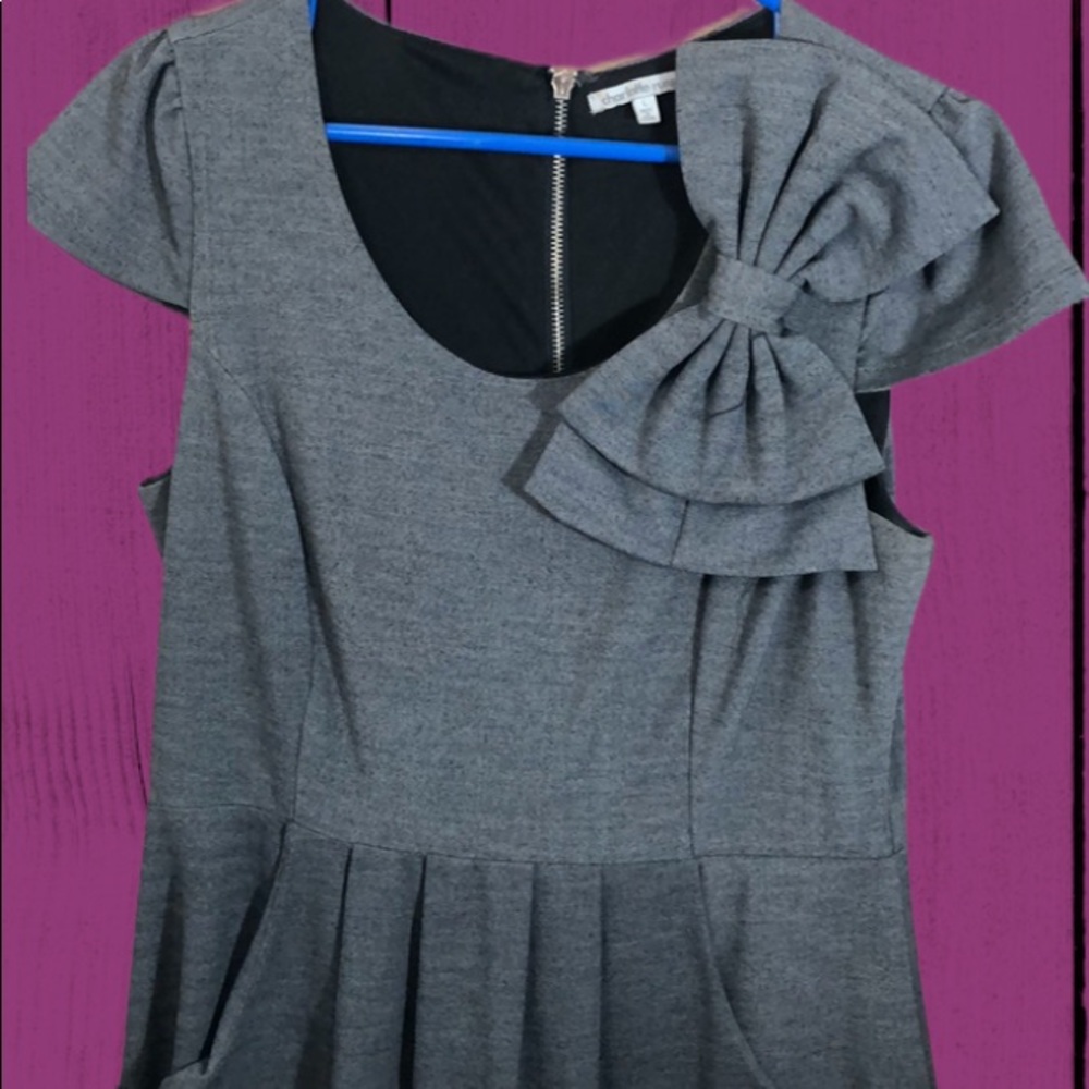 Charlotte Russe empire waist grey dress L pockets
